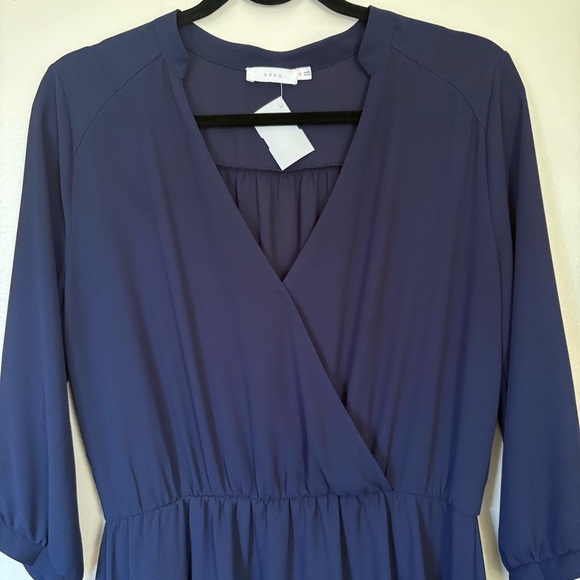 Lush Kendall Blue Faux Wrap Mini Dress Size Medium - Picture 8 of 13